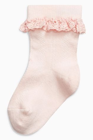 Yellow Floral Socks Seven Pack (Younger Girls)